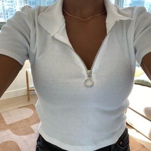 Topshop Collared Zip up Crop Top